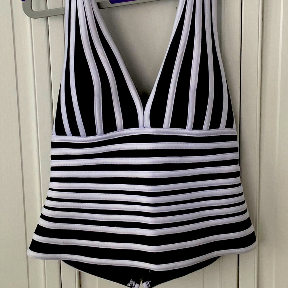 Black and white striped halter